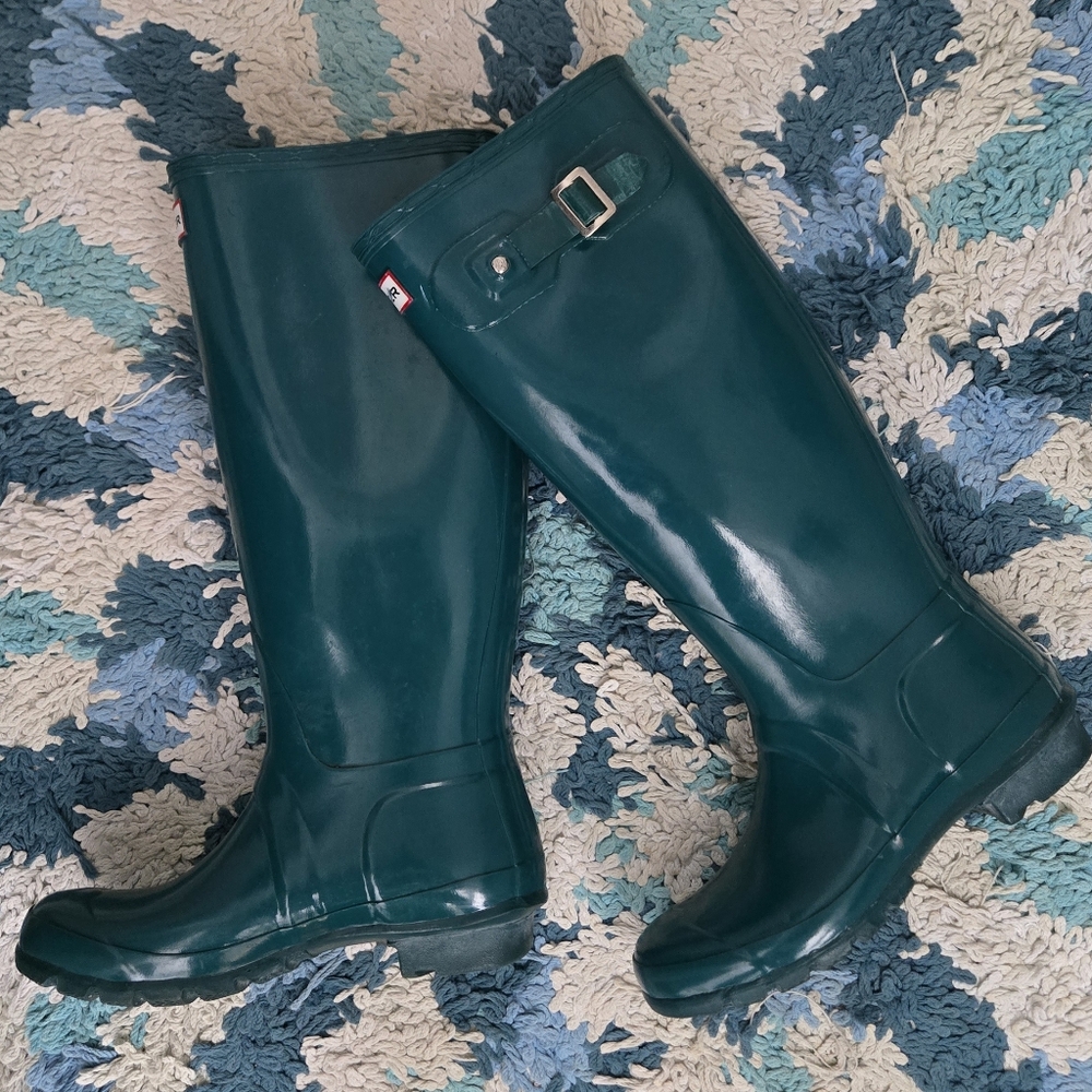 Hunter Tall Rain Boots Teal Size 6